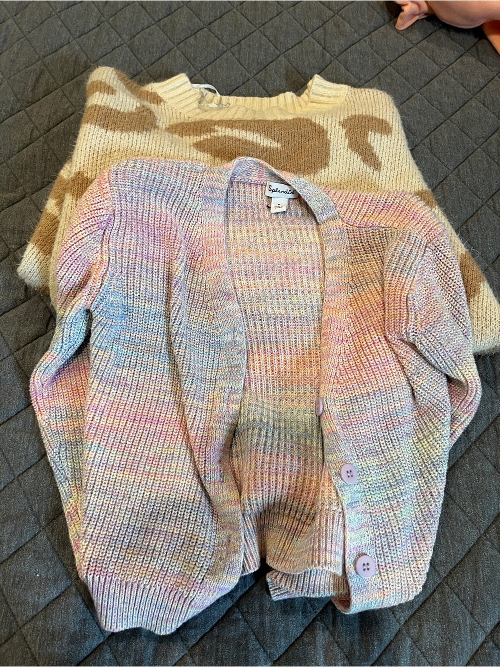 Splendid Pastel Multi-Color Knit Cardigan & Yellow Sweater - Pink, Blue, Cream